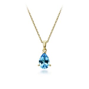 swiss blue topaz 14k gold necklace